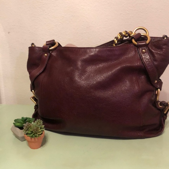 Michael Kors Burgundy Leather Shoulder Bag with Crossbody Strap - Picture 11 of 12